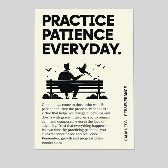 Practice Patience Typography Art Print: Motivational Home Office Decor Full Size 24''x36'' The Golden Shop