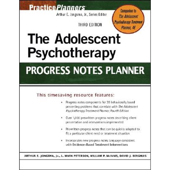 Pre-Owned The Adolescent Psychotherapy Progress Notes Planner by Jongsma Jr