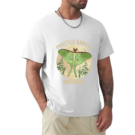 Practice Radical Empathy Luna Moth Mindfulness Feminist Quote Unisex T-Shirt, for men & women, up to size 5XL.