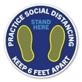 thumbnail image 1 of Practice Social Distancing Blue 8" Circle Floor Decal, 1 of 1