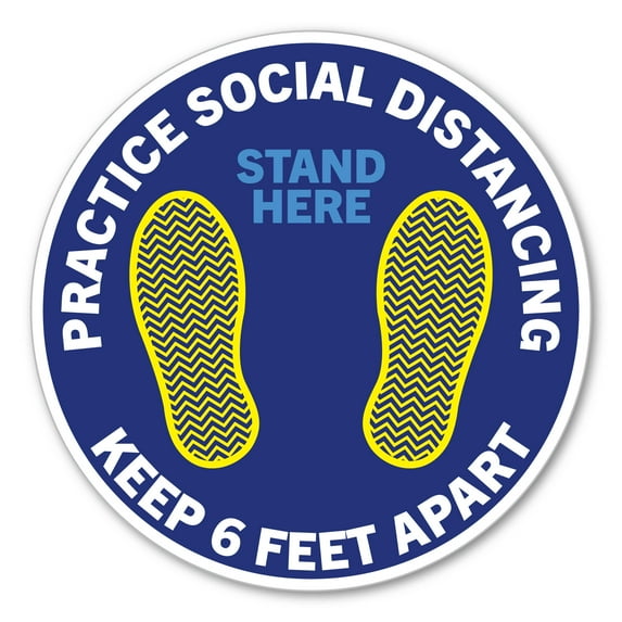 Practice Social Distancing Blue 8" Circle Floor Decal