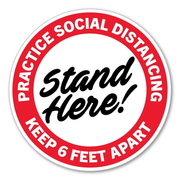 Practice Social Distancing Red 8" Circle Floor Decal