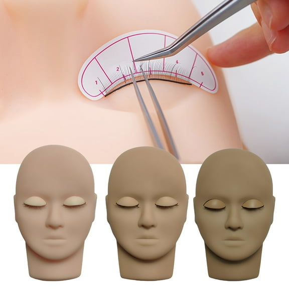 Practice Training Head with Removable Eyelids Rubber Cosmetology Mannequin Face Head For Eyelashes Makeup Massage Practice