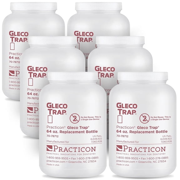 Practicon Gleco Trap 64 oz. Replacement Bottles for Clay & Plaster Sink Trap, Pack of 6