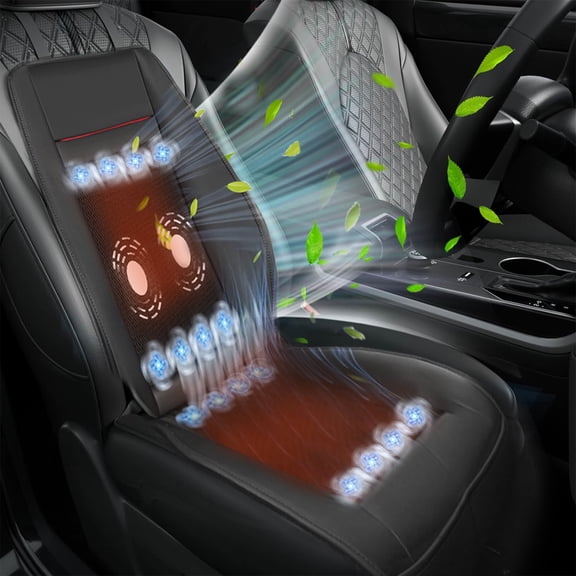 Practisol 3 IN 1 Cooling Car Front Seat Covers ,Heated and Cooling Car Seat Cushion,16 Fans 12V High Power Fast Cooling, Suitable for Family Cars and Suvs Breathable Car Seat with Massage Fast Heat