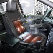 Practisol Car Seat Cover Cooling Ventilated Faux Leather Car Seat Cushion Breathable Mesh Car Seat Cooling Pad with 16 Cooling Fans Car Seat Pad Massage Cushion