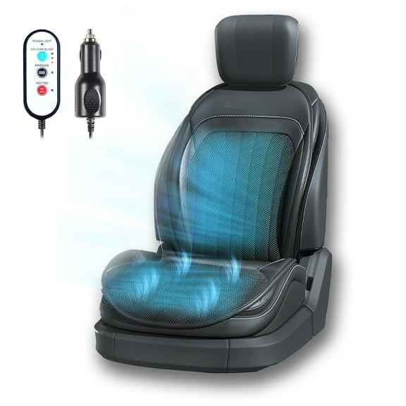 Practisol Cooling and Heated Car Seat Cover,Ventilated Faux Leather Car Seat Cushion Breathable Mesh Car Seat Cooling Pad with 16 Cooling Fans Car Seat Pad Massage Cushion