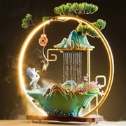 Practisol Tabletop Water Fountains Indoor Waterfall Fountains Bird LED Light Ring Backflow Incense Burner Mist Pump Indoor Zen Relaxation for Office, Living Room, or Bedroom Crane