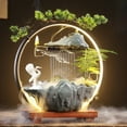thumbnail image 1 of Practisol Tabletop Water Fountains Indoor Waterfall Fountains Bird LED Light Ring Backflow Incense Burner Mist Pump Indoor Zen Relaxation for Office, Living Room, or Bedroom, 1 of 7