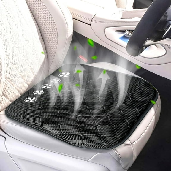 Practisol USB Cooling Seat Cushion for Office Chair Car SUV Truck Home Outdoor,  Summer Ventilated Cooling Car Seat Cover with 5 Fans, Universal Breathable Seat Cooler Pad