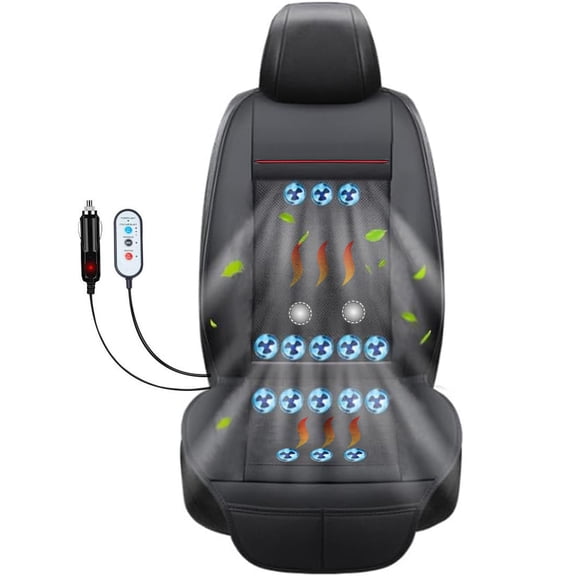 Practisol Winter Heated Car Seat Cover Cooling Summer Driving Ventilated Car Seat Cushion Cooling Massage Seat Cushion Car Cooling Front Seat Cover Seat Cooler Warmer for Vehicle Black