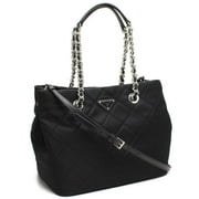 Prada Black Quilted Tessuto Chain Shoulder Bag Tote