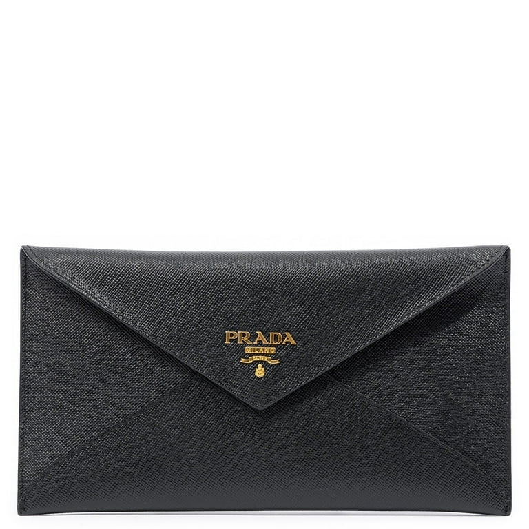Prada Black Saffiano leather envelope