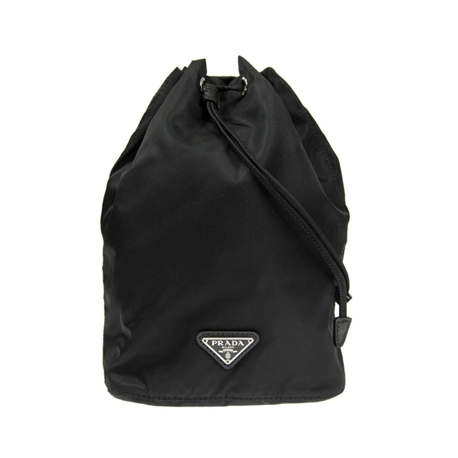 Prada Tessuto Nylon Shoulder Bucket Bag Black