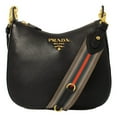 thumbnail image 1 of Prada Black Vitello Phenix Leather Web Stripe Strap Crossbody 1BC166, 1 of 8