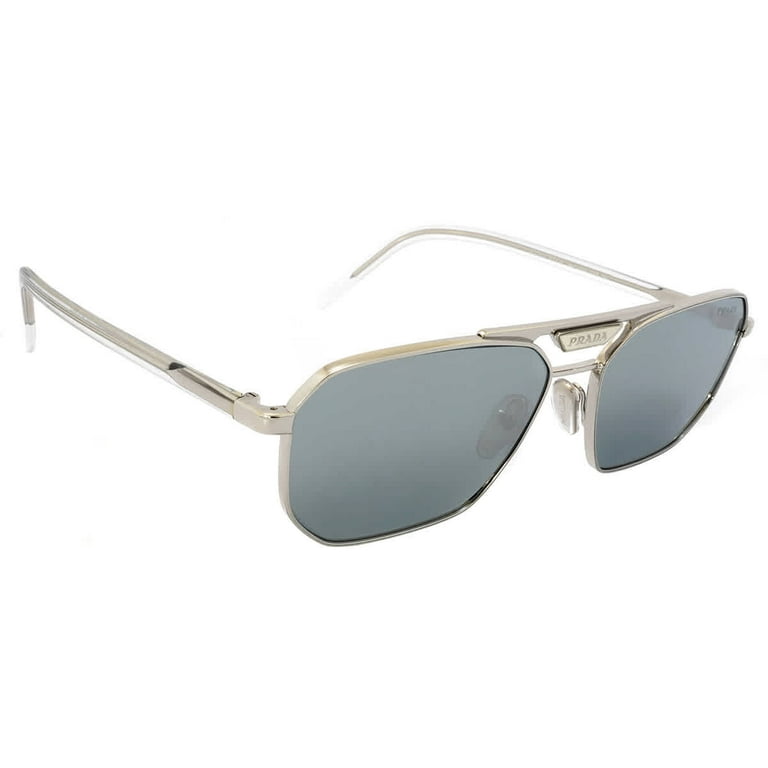 Prada Blue Mirror Silver Navigator Men's Sunglasses Optical PR