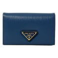 thumbnail image 1 of Prada Blue Vitello Move Leather Triangle Logo Card Case Wallet 1MC122, 1 of 5
