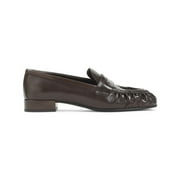PRADA Brown Buffalo Leather Loafers With Gathered Detail Brown (Women's)