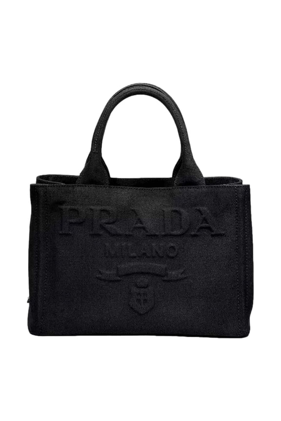 Canapa Black Canvas Embossed Logo Tote