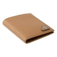 thumbnail image 1 of Prada Caramel Saffiano Leather Silver Triangle Logo Bifold Card Holder Wallet, 1 of 6