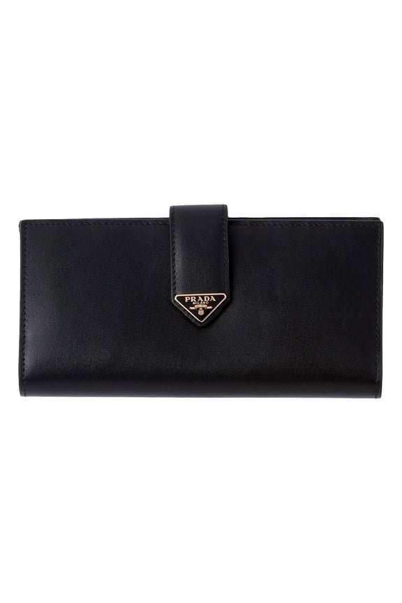 City Long Wallet Nero Black Smooth Calfskin Leather Gold Hardware Snap Closure Made in Italy New