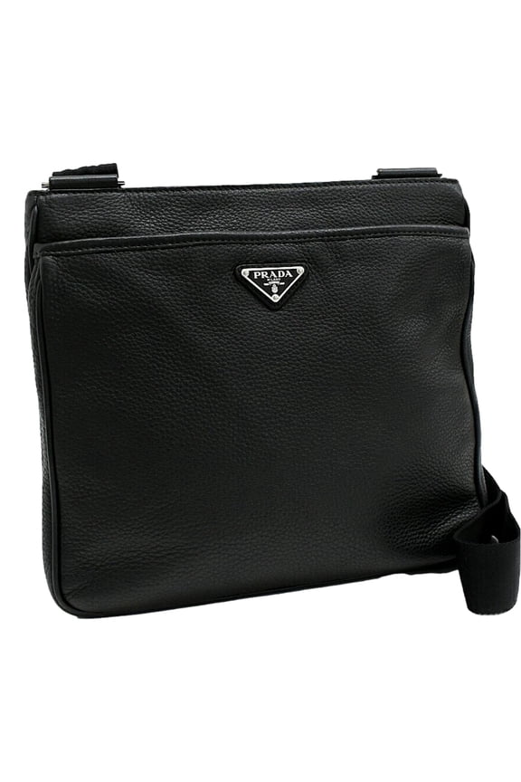 City Vitello Leather Black Messenger Crossbody Bag NEW