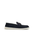 thumbnail image 1 of Prada Enamel Triangle-Logo Suede And Leather Loafers Black (Women's), 1 of 6
