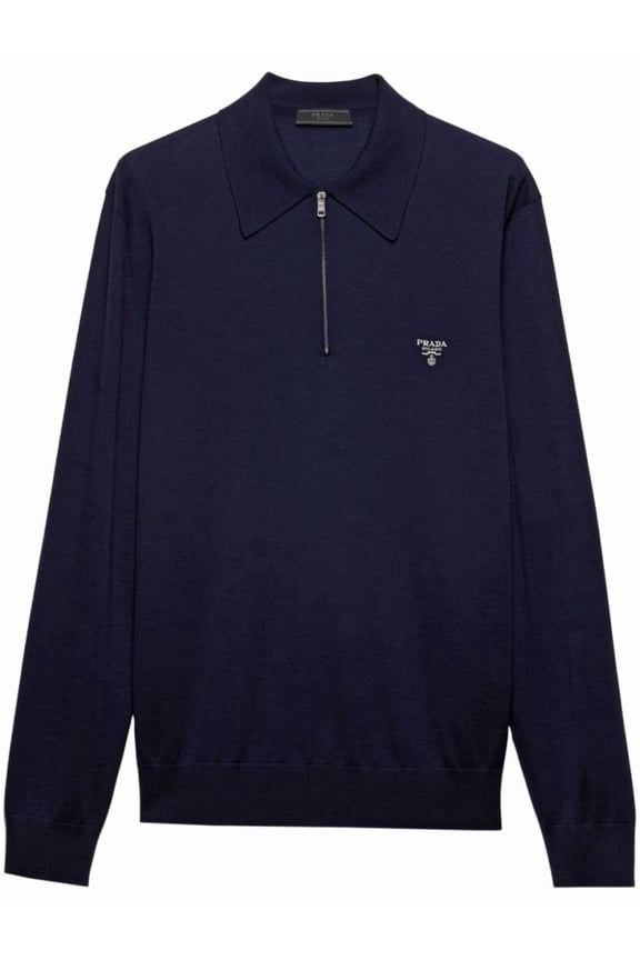 Fine Knit Wool Polo Shirt With Zip Fastening (Men's)