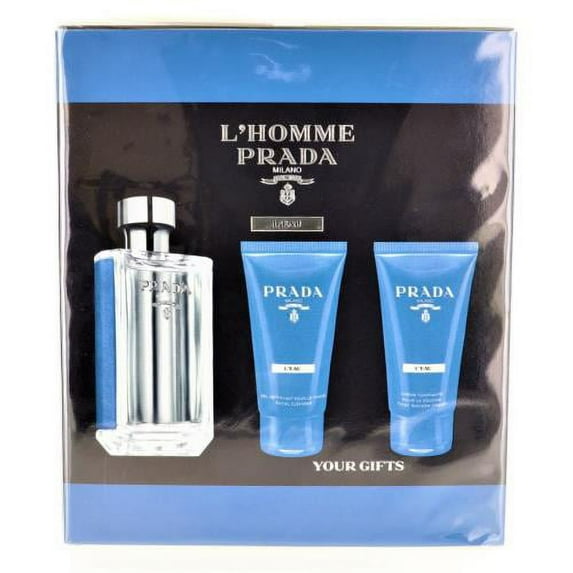Prada L'homme Men 3 Piece Gift Set - 3.4 Oz Eau De Toilette Spray By Prada