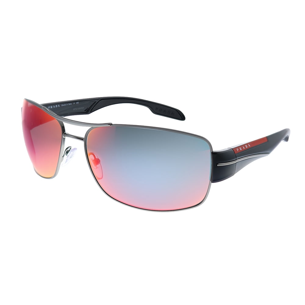 Prada Linea Rossa PS 53NS 5AV08F Matte Gunmetal Metal Rectangle