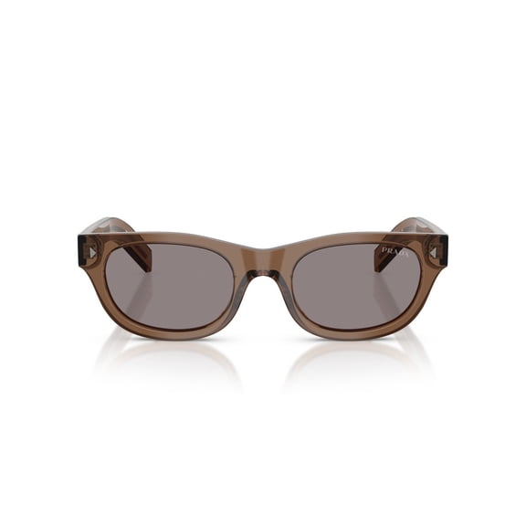 Prada Men's 0Pr C09s Translucent Brown Acetate Rectangular Sunglasses Brown
