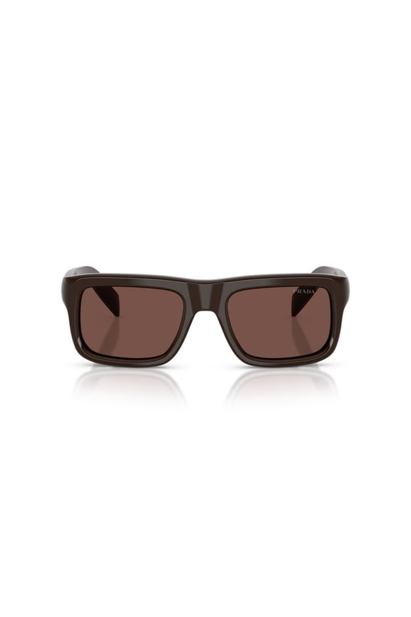Men's 0Pr D11s Bold Rectangular Frame Acetate Sunglasses Brown