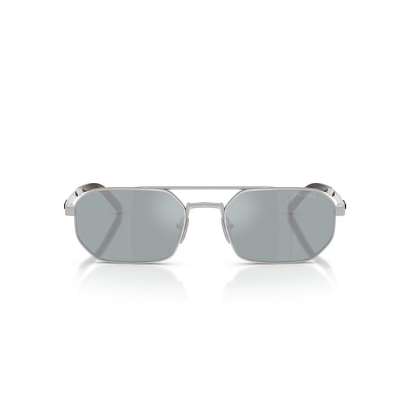 Prada Men's 0Pr D53s Rectangular Metal Frame Sunglasses Silver