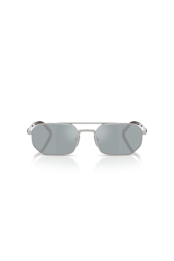 Men's 0Pr D53s Rectangular Metal Frame Sunglasses Silver