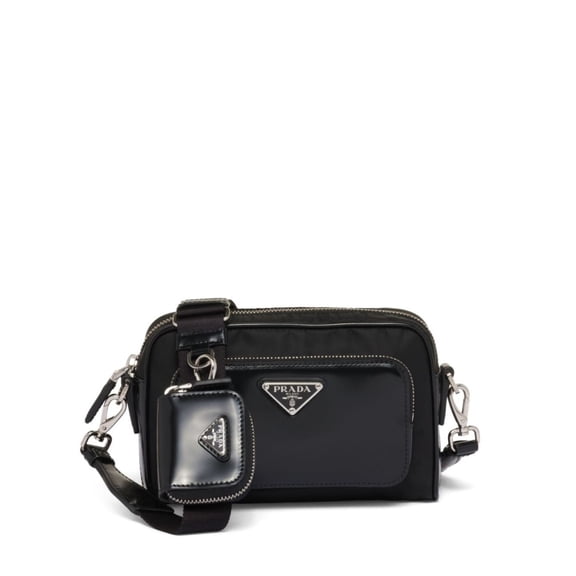 Prada Men's Bandolera Triangle-Logo Messenger Bag Black