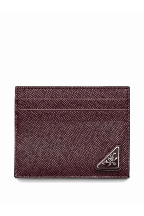 Men's Saffiano Leather Card Holder Burgundy