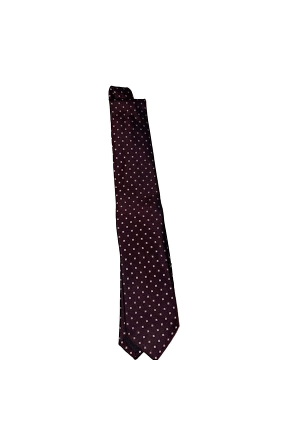 Mens Neck Tie Bordeaux Red Silk Geometric Pattern