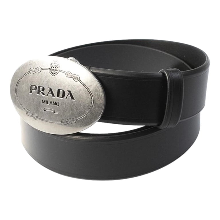 Prada Navy Saffiano Leather Belt Silver Belt Buckle 2CM046 