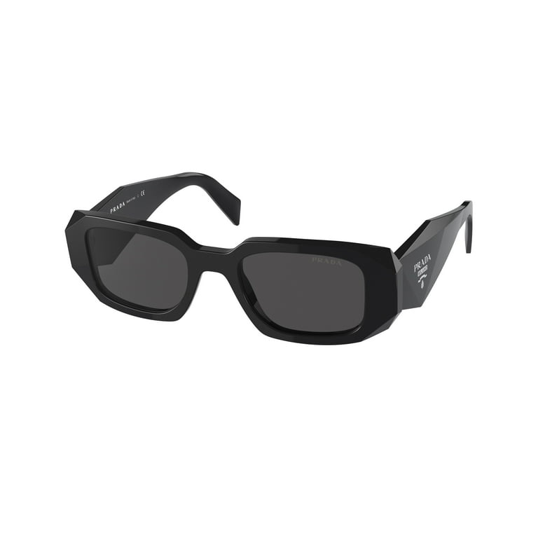 Prada Womens Rectangle Sunglasses Shades, Black Plastic
