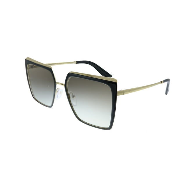 Prada PR 58WS Metal Womens Square Sunglasses Black Pale Gold 57mm Adult