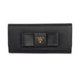 thumbnail image 1 of Prada PRD-WALL-1MH132-ZTM-F0002 Saffiano Leather Flap Wallet with Bow Detail, Black, 1 of 6