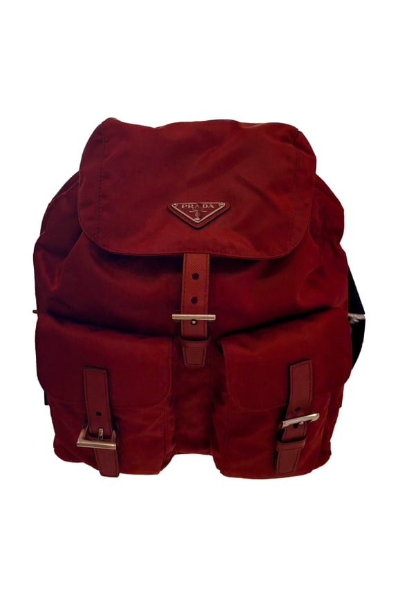 Re-Edition Re-Nylon Drawstring Backpack Fuoco Burgundy Red Medium Womens