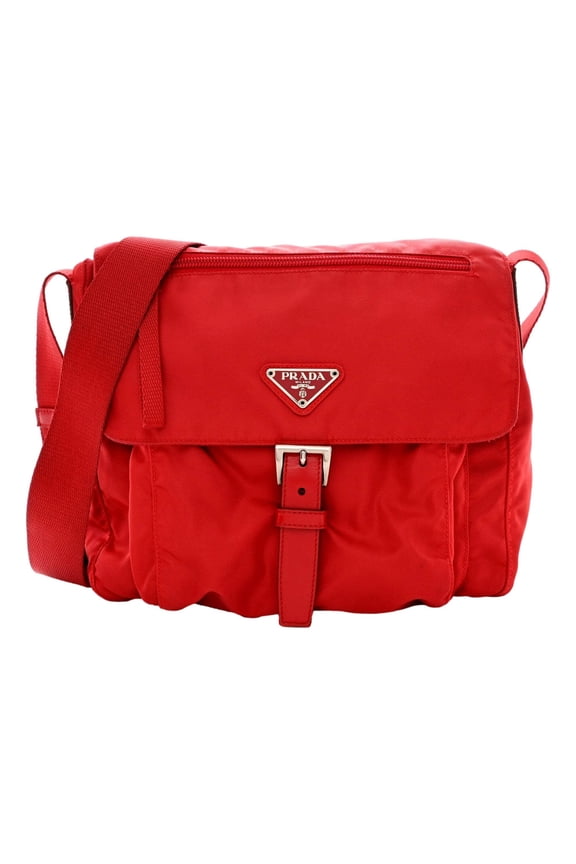 Rosso Pattina Nylon Red Medium Messenger Bag