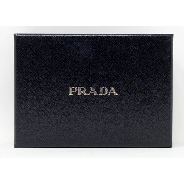 Authentic Prada Blue Saffiano Leather Wallet with Chain