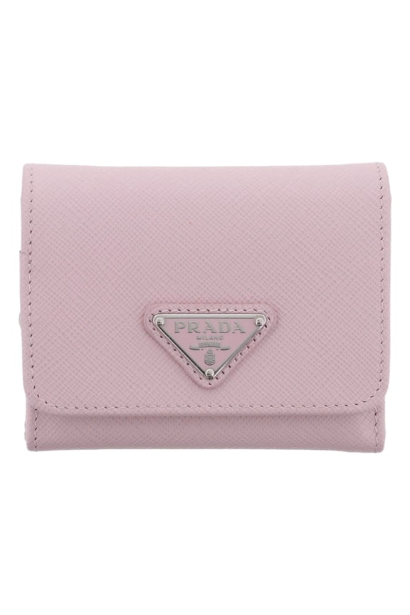 Saffiano Light Pink Leather Trifold Wallet Coin Zipper New