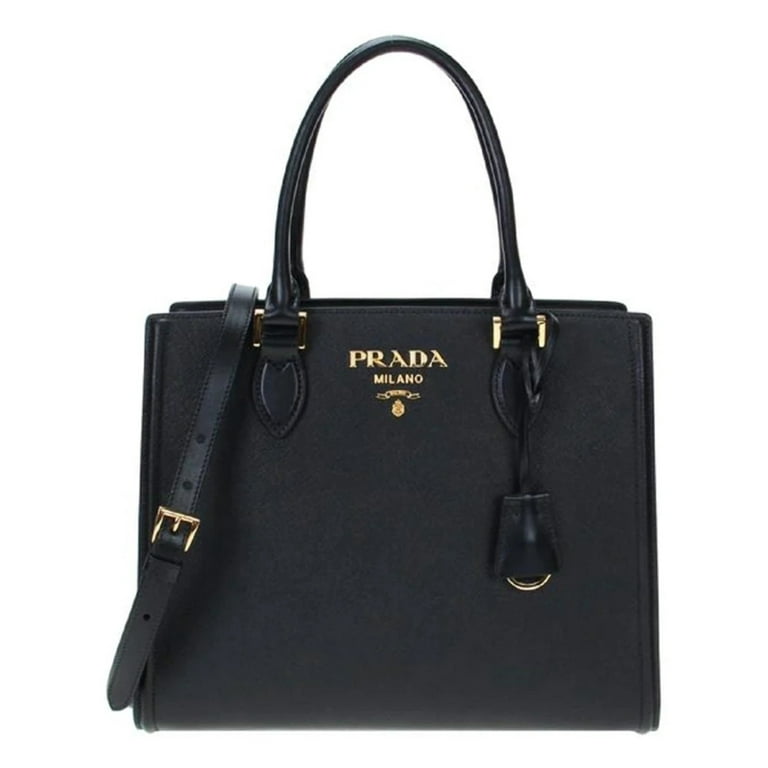 Prada, Bags, Prada Milano Saffiano Dal 913 Sm Black Tote Bag