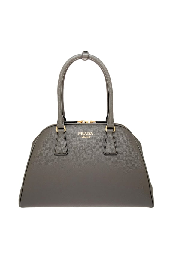 Saffiano Soft Calfskin Top Handle Handbag Medium Marmo Gray