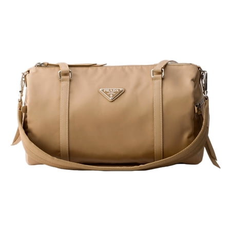 Prada Small Re-Nylon Saffiano Leather Brown Duffel Shoulder Bag New