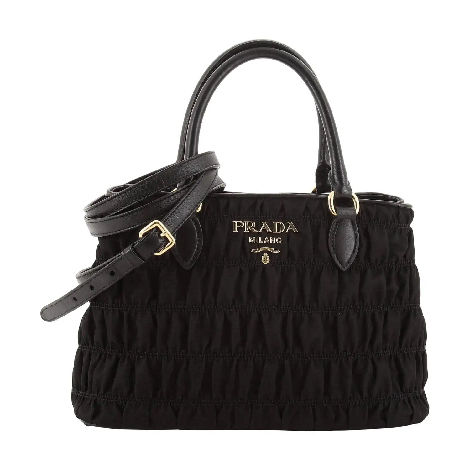 PRADA Tessuto Nylon Pocket Top Handle Cargo Shoulder Bag Black Fuoco  1284472