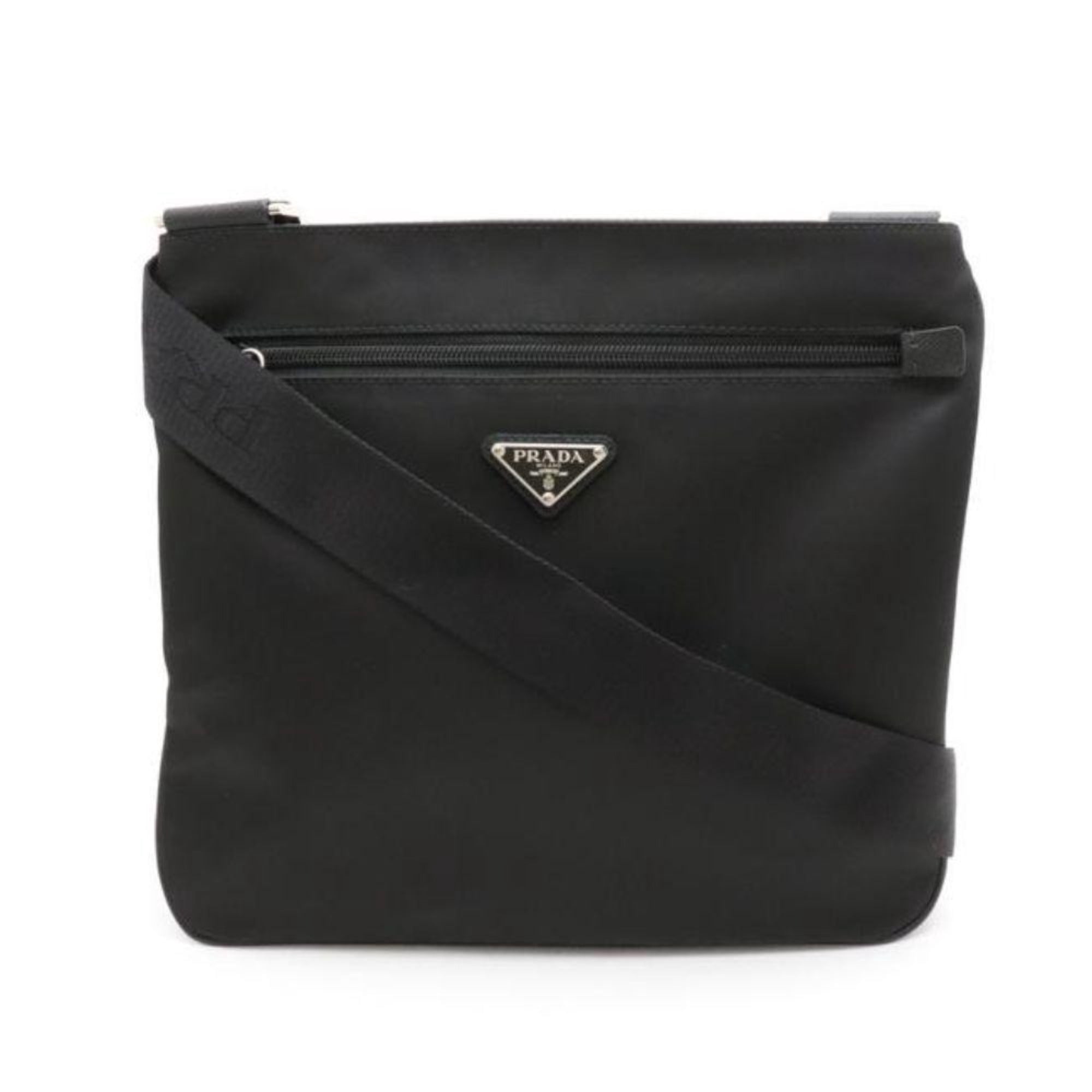 バッグ PRADA TESSUTO SAFFIANO EBANO NERO Prada Tessuto Saffiano Black Messenger Bag Nylon Crossbody Silver